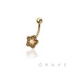 316L SURGICAL STEEL LOTUS FLOWER NON DANGLE BELLY BUTTON NAVEL RING 
